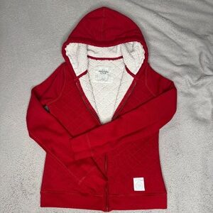 VTG Y2K 2004 Red Abercrombie & Fitch Sherpa Long Sleeve Hoodie - Women’s Small